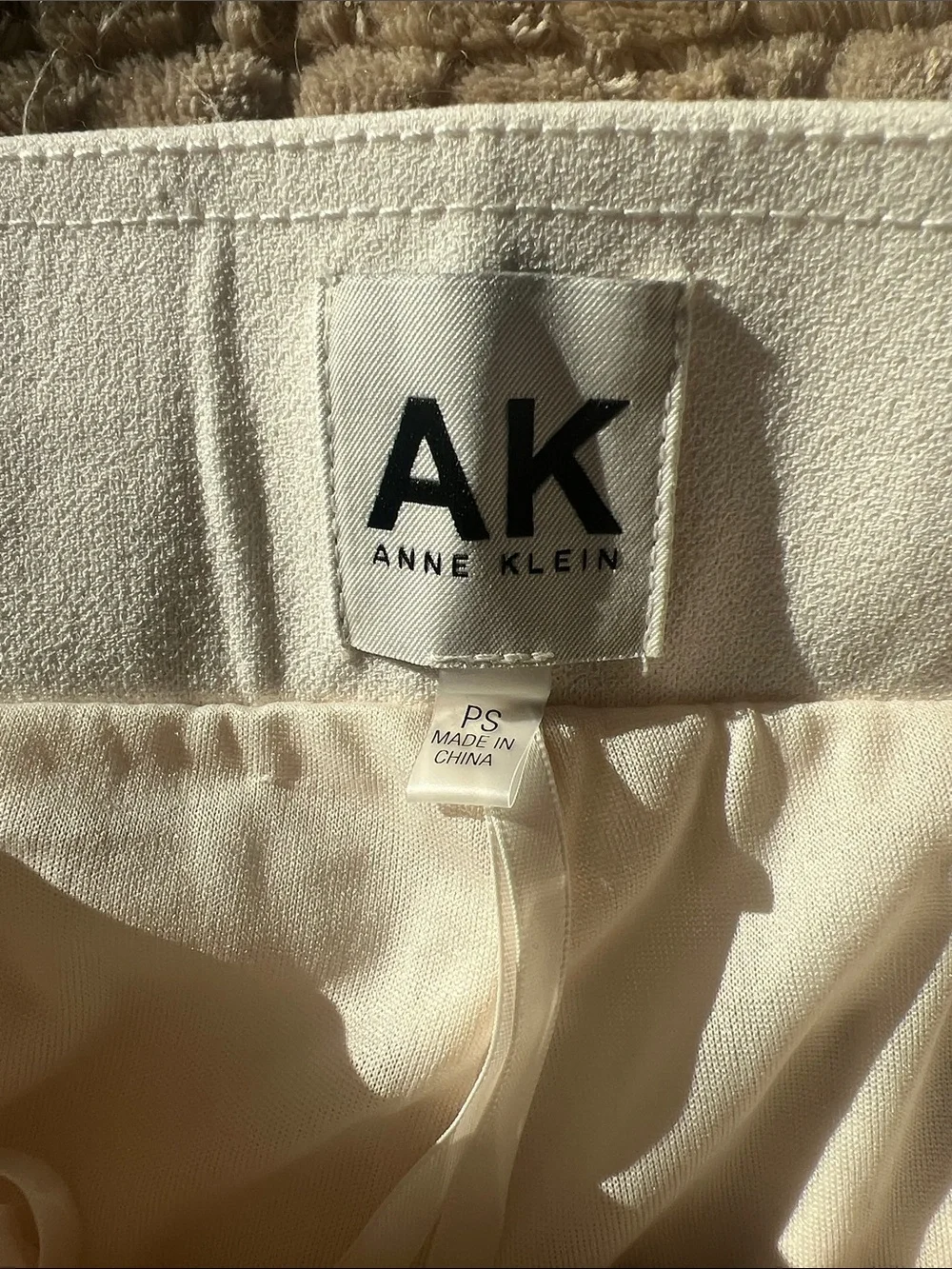 Anne Klein Flared Full Length Cream Pull-On Trousers